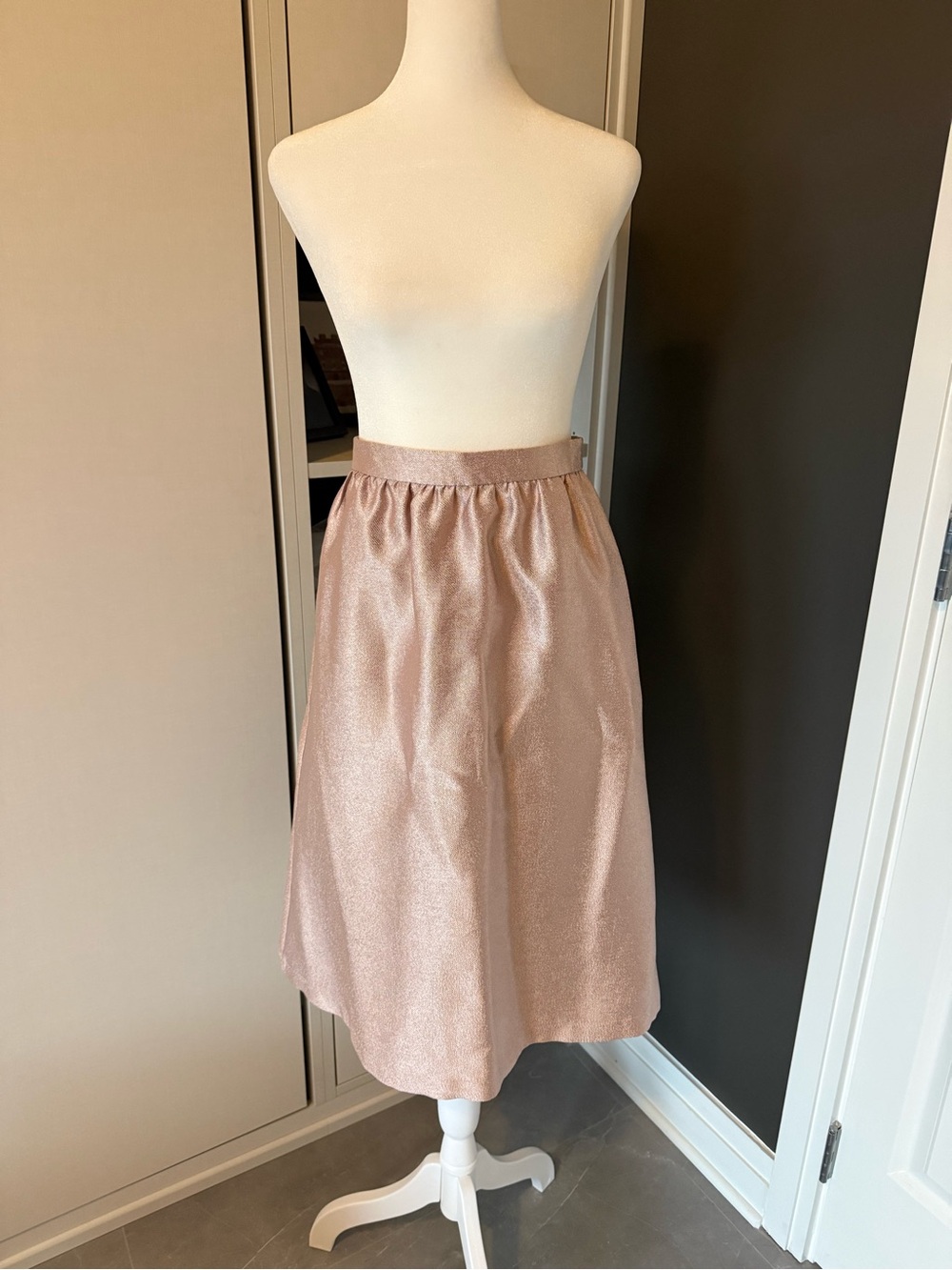 Forever 21 Rose Gold Shimmer Midi Skirt
